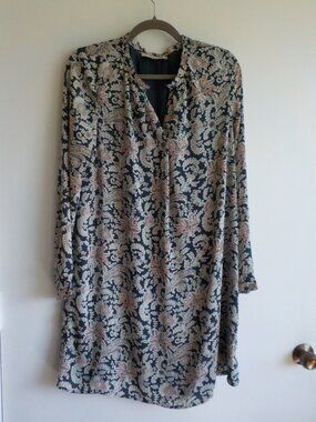 LOFT Dress - Medium - Long Sleeve Multicolor Paisley Loose Fit Lined (2461)